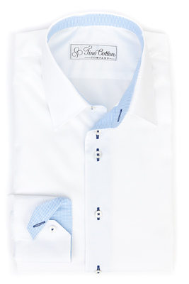  Bovelino tailored shirt, White with checkered contrast 