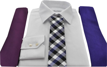 klassische weiße Business Maßhemd Kombination mit lila Krawatten