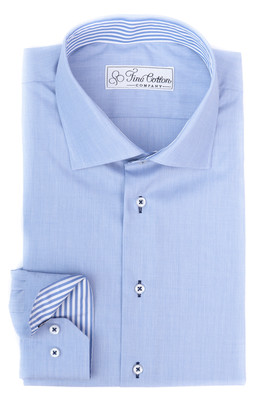 Maßhemd modern hellblau mit Kontrast Streifen Fine Cotton Company