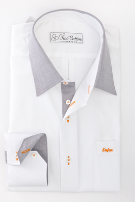 Bovelino tailored shirt, White and Grey