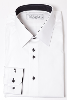 Bovelino Tailored shirt, White - Contrast: Black