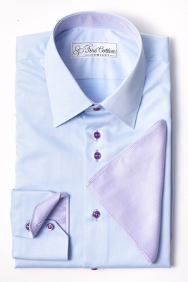 Bovelino Tailored Shirt, Dark Blue Contrast - Lancaster Lilac