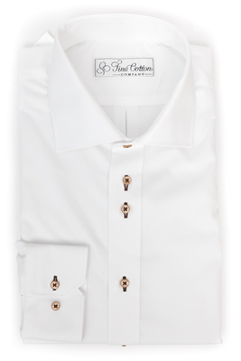 Bovelino Tailored Shirt, White with Brown Accent