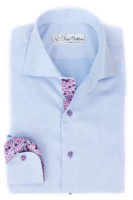 Bovelino Tailored shirt, Light Blue, - Contrast Phoebe, Violet