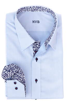 Bovelino Tailored shirt, Light Blue with Dark Blue, Glenjade 