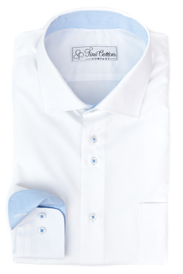 Bovelino Tailored Shirt, White with Cutaway Collar